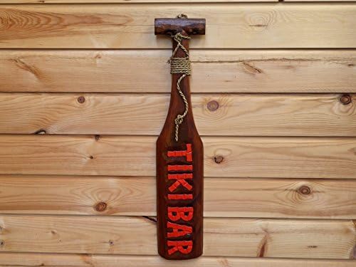 Wooden Hand Made & Painted TIKI BAR PADDLE SIGN Wall Plaque Sign 60cm.