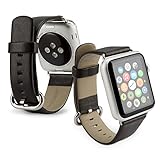 Apple Armbanduhr 42 mm Gurt, BoxWave® [leatherlux Uhrenarmband] echtes Leder Rindsleder Riemen mit Dornschließe für Apple Watch 42 mm – matt schwarz