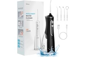 JURCHEN Water Flossers for Teeth Cordless Oral Irrigator Dental Water Jet Electric Tooth Flosser 300ML Water Tank IPX7 Waterproof Oral Irrigator 4 Modes USB Recharged Use for Travel