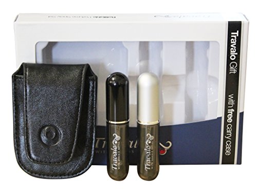 Travalo Refill Atomizer Pure Excel Gift Set I. (Black and Silver) Refillable Atomizer 2 x 0,2 oz + Case 2,6 x 3,