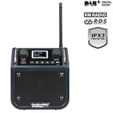 Gehäuseausführung/Farbe: blau, Gehäuse aus stoßfestem ABS-Kunststoff, UKW, RDS, DAB+, Stationsspeicher für UKW und DAB+, AUX-In