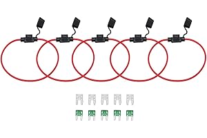 KOLACEN Automotive Car Truck Inline 14 Gauge Sicherungshalter für Mini Blade Typ Sicherung 5 Stück + 10 Stück Mini Blade Sicherung 25Apm 30Apm