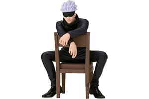 Jilijia Gojo Satoru Figurine Anime Gojo Satoru Chaise assise Modèle PVC Dessin animé Figurine Statue Ornements de bureau Cadeaux de collection 11 cm
