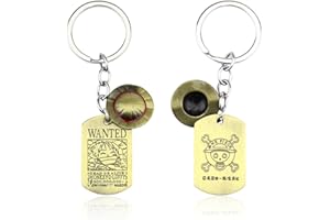 Rcidos Portachiavi One Piece, Portachiavi Cappello di Paglia One Piece Anime Portachiavi in Metallo con Medaglietta, Accessori Portachiavi Decorazioni per Regalo di Compleanno