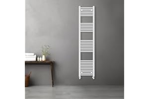 Warmehaus Contemporary Straight Heated Bathroom Towel Rail Radiator Rad - 1800x400mm - White