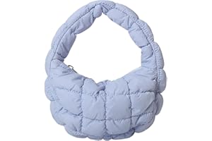ONEW Damen Puffer Handgelenkstasche Kleine Gesteppte Handtasche Tote Bag Make-up-Lippenstift Tasche Weiche Geldbörse Mini-Beutel mit Reißverschluss Hellblau