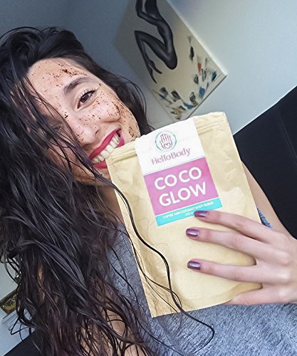 Kaffee Peeling Body Scrub | Coco Glow | HelloBody Körperpeeling | für Gesicht & Körper | Männer & Frauen | mit Hautpflegeöl | hilft gegen Hautprobleme, Cellulite, Akne & Schwangerschaftsstreifen | 200g - 6