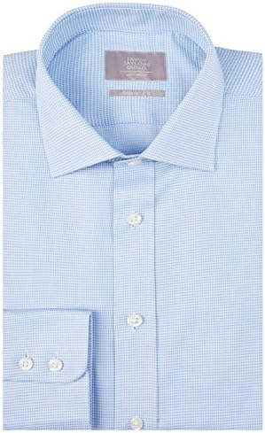 Savoy Taylors Guild Men's Regular Fit Blue Single Cuff Tonal Spot Shirt 16