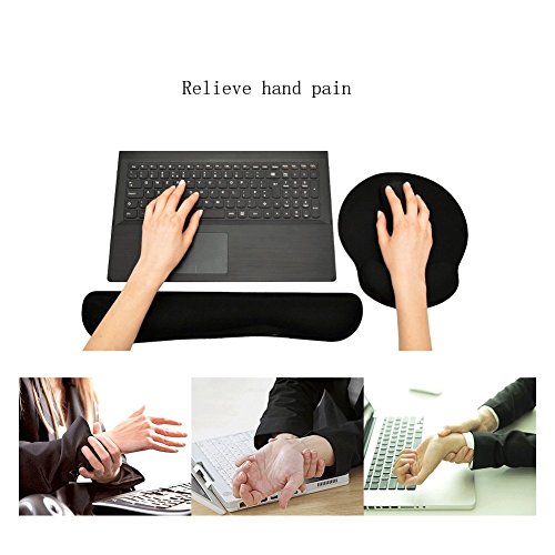 Reposamu  ecas Teclado Gel WEINAS Ergon  mico con Mu  ecas del Teclado Rat  n Pad Antideslizante para Ordenador Alfombrillas para Rat  n y Teclado Reposamu  ecas Espuma de Memoria Almohadilla de Rat  n - Negro