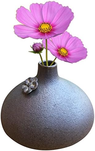 HeHe Ceramic Vase,Mini Ceramic Flower Vase for Home Decoration,Wedding Centrepiece Table Décor & Restaurant,Hand-carved Vase,Can be used alone one or several in combination for a set - Gray#01