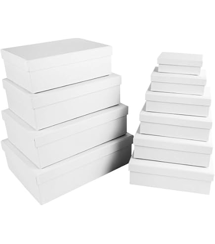 Lot De 4 Boîtes Cadeaux Blanches Gigognes Avec Couvercles - Tailles Assorties 9,4 à 16,3 Cm Pour Anniversaire Et Fêtes