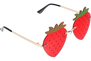 jojofuny Erdbeer Sonnenbrille Partybrille Party Brille Sonnenbrille Spaßbrille Randlose Brille Mädchen Neuheit Lustige Brillen Brille für Cosplay Kostüm Party Supplies Party Favors