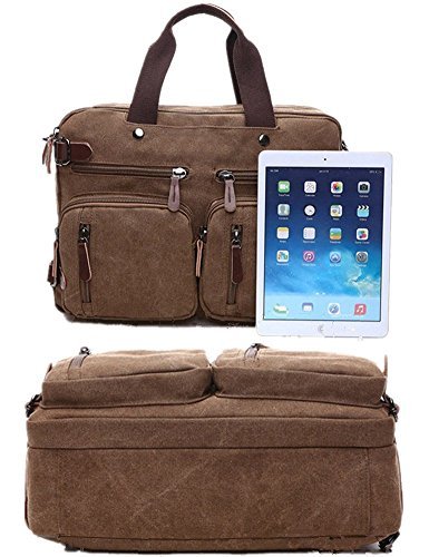 cesu Laptop Tasche Hybrid Aktentasche Rucksack Messenger Bag für Männer Frauen braun coffee - 6