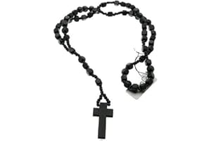 UNBRANDED Black Rosary Bead Wooden Necklace IN3236