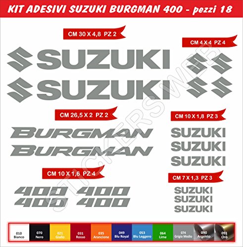 Pimastickerslab Pegatinas Adhesivos Suzuki Burgman 400 para Motos, Motocicletas. Cod.0641 (Grigio Medio cod. 074)