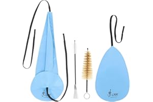 COZLYNX 4 in 1 Saxophone Cleaning Cloth, Alto Sax Cleaning Kit with Saxophone Cleaning Cloth, Sax Neck Cleaning Swab, Mouthpiece Brush, Dusting Brush for Flute and Woodwind Instruments (Blue)