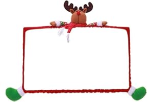 LIUDUO Computer-Monitorabdeckung Weihnachten Deko Bildschirm Schutzhülle Dreidimensionale Cartoon-Dekoration,für Zuhause, Büro(Weihnachtsmann/Rentier/Schneemann)