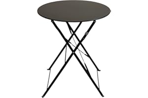 Koopman International Bistrotisch Ø60xH70 cm klappbar Metallgestell Dunkelgrau - Beistelltisch Metalltisch Serviertisch Klapptisch Balkontisch Gartentisch Campingtisch Partytisch