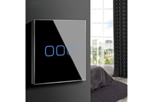 Aimengte Interruptor táctil inteligente LED capacitivo, resistente al rayado A prueba de arañazos Templado Interruptor de luz de pared de vidrio 220V 1/2/3 Cuadrante con luz indicadora