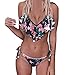 Produktbild BaZhaHei Damen Sommer Elegante Boho Vintage Bikini Sets Bandage Bikini Set Push-Up Badeanzug mit Bademode aus Brasilien Rüschen Hals Hängen Zweiteilige mit Hoher Taille Strandkleidung (M, Mehrfarbig)