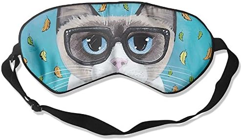 Comfortable Sleep Eyes Masks Coffee Cat Original Folk Pattern Sleeping Mask For Travelling, Night Noon Nap, Mediation Or Yoga