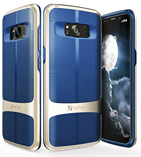 Funda Galaxy S8 Plus  Vena Carcasa  vAllure  Textura de Onda  Marco de Parachoques   CornerGuard ShockProof   Fuerte agarre  cubierta h  brida delgada para Samsung Galaxy S8   Oro   Azul Marino 