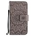 Produktbild Asus Zenfone GO ZB452KG Case, Chreey New [Embossed Sun Blossom] Leather Flip Phone Case / Cover / Skin [Gray] + Wallet Card Slots and Stand