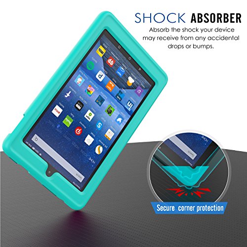 MoKo Fire 2015 7 Zoll Hülle – [Honey Comb Series] Leichte Rutschfeste Stoßfeste Silikon Schutzhülle Protector Case für Amazon Fire Tablet (Vorherige 5th Generationeration – 2015 Modell), Mint Grün - 4