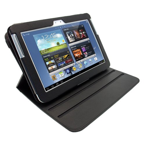 igadgitz Schwarz 360° Rotierende Abnehmbare PU Leder Tasche Schutz Hülle Schutzhülle Ledertasche Lederetui Etui Case Cover für Samsung Galaxy Note 10.1 N8000 WiFi 3G Android Tablet + Display Schutzfolie - 5