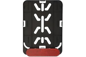 3D CARBON DESIGN 1x Kennzeichenhalter für Versicherungskennzeichen 135 x 110 mm (für Mofa - Roller - S-Pedelec - E-Bike - Moped - L-Krad - Leichkraftrad) (Schwarz (Unlackiert) Mit Refektor Rot)