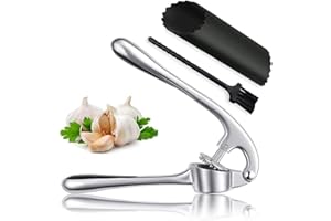 Aiweijia Garlic Press Garlic Crusher, Stainless Steel Kitchen Gadgets Manual Garlic Ginger Crusher Silver