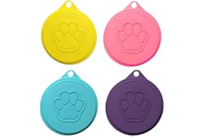 Cretty-Meet 4pcs Pet Food Can Plastic Lids Caps for Tins Universal Dog Cat Puppy Can Covers