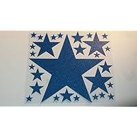 Bügelbild, Motiv: Sterne, Farbe: blauglitzernd, Setgröße: maxi, heißsiegelfähige Flexfolie