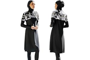 IBTOM CASTLE Modest Swimwear Muslim Swimming Costume for Women Full Coverage Long Floral Print Islamic Hijab Burkini 3pcs Set Ladies Beachwear Surfing Diving Suit Outfit