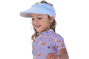 HERUAI Children's UV Protection Visor Cap, Sun Visor Girls & Boys Ponytail Beach Hat, Breathable, Packable, High Sun Protection, Pink, S (1-5 Years) & M (5-9 Years), Unisex, Spring & Summer
