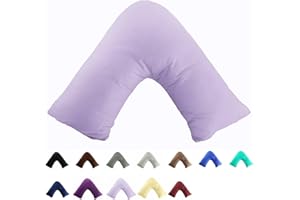 Gyulin 100% Cotton 300 Thread Count Soild Envelope Style V Shaped/Tri/Boomerang Standard Pillow Case Cushion Cover Only Cover No Insert (Light Purple)