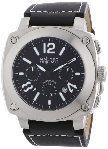 Nautec No Limit - Reloj analógico para Caballero de Cuero Negro