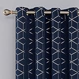 vorhang blickdicht dunkelblau Ösenvorhang einfach an Gardinenstange aufgehängt