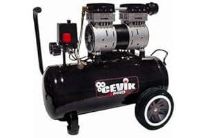 CEVIK PRO CA-PRO25SILENC - Compressore Aria Silenzioso 25L - 1.5HP - 150 l/min - 8 Bar - Senza Olio - Compatto Portatile - Doppia Uscita - Compressore Aria Portatile per Verniciatura e Pneumatica