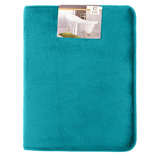 Clara Clark Antiscivolo Memory Foam tub-Shower Tappeto da Bagno, Nero, Teal Blue, Small (17
