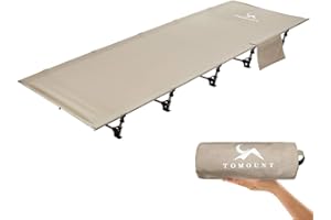 FreiZelt TOMOUNT Camping Cot Folding Bed Lightweight Aluminum Poles Compact Portable Camp Bed Easy to Build Resilient Camping Bed for Tents, Khaki