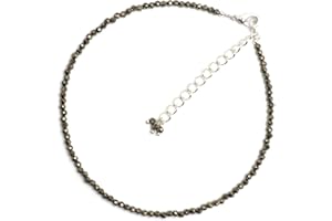 GEMPIRES NATURE’S TREASURE Gempires Natural Pyrite Beaded Anklet for Women Abundance & Wealth Crystal Jewelry-Hypoallergenic Non Tarnish Silver Plated Adjustable Chain 9 inches (2 inch extender)