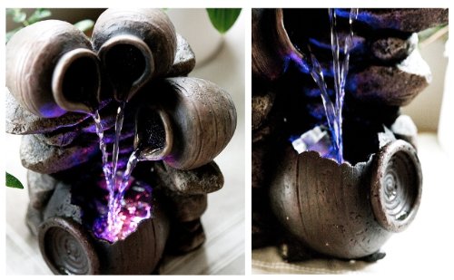 Zimmerbrunnen „Honigtopf“ mit bunter LED-Beleuchtung, 27cm - 5