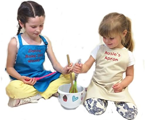 Spoilt Rotten Kids Azure Blue Junior Age 7-10 Years Childrens Apron. Personalised With Childs Name &amp;/Or Your Choice Of Wording (Head Chef, Star Baker, Mummy's Little Helper etc). Perfect For The Little Chef in Your Life - If you Have An Embroidery Colour Preference Please Let Us Know when You Specify Wording - If Not We Will Embroider In The Same Colour As Picture - Please Use The Gift Message Box or The Contact Seller Option To Send Us The Details.