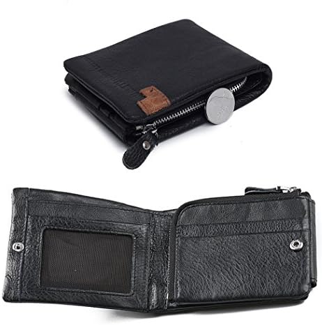 Genuine Leather Wallet Trifold Wallet RFID-Blocking Mens Wallet Bifold Horizontal