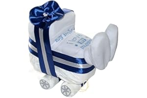 DUBISTDA -WINDELTORTEN- Torta di pannolini, motivo: carrozzina di pannolini, per bambini, confezione regalo, 3 pezzi