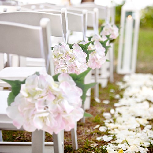 6st. künstliche Hortensie Brautstrauß weiß/rosa Blumen mit grünnen Blätter für Hochzeit Blumenarrangements Tisch Dekoration - 2