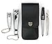THREE SWORDS | Exclusive 4-Piece MANICURE - PEDICURE - GROOMING - NAIL CARE set / kit / case | THREE SWORDS brand quality | VARIOUS COLOURS (677211)