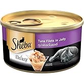 Sheba Deluxe Premium Adult (1+ Years) Wet Cat Food, Tuna Fillets in Jelly, 85 g Can, High-moisture wet food for healthy hydra