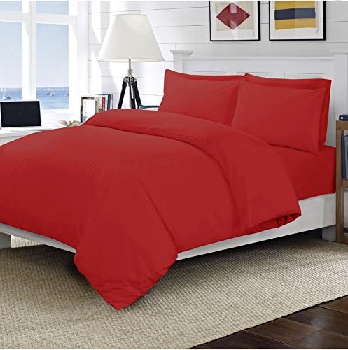 Linens Home® 100% Egyptian Cotton 200 Thread Count Fitted Sheet 4ft Small Double (4ft (Small Double), Red)